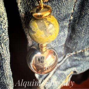 Cord Galore Necklace – Unakite, Gold Accents, Cream Bead, Artisan Pendant